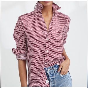 Frank & Eileen Eileen Long Sleeve Button Down Floral Print Linen Shirt Small